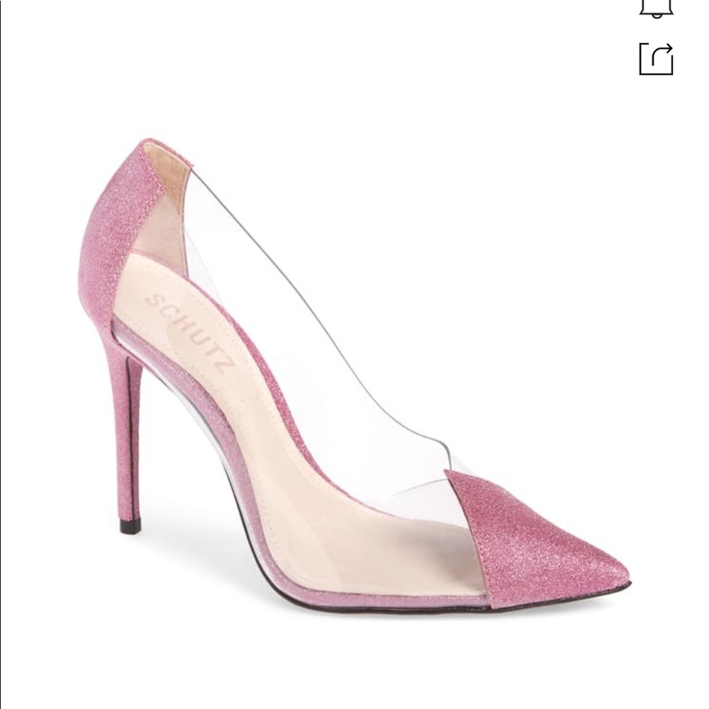SCHUTZ Cendi Transparent Pump In Pink Glitter